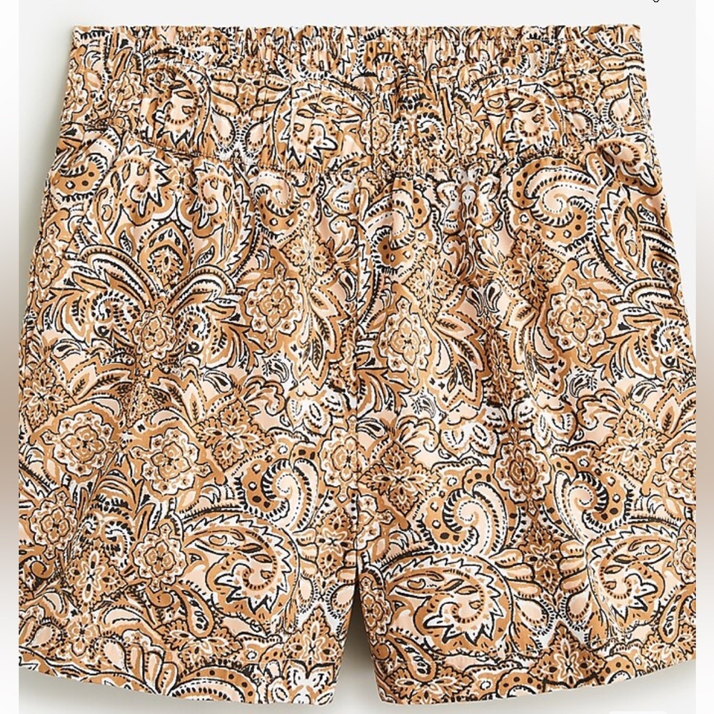 NWT J. CREW PULL ON COTTON POPLIN SHORTS IN ORNATE PAISLEY, XS